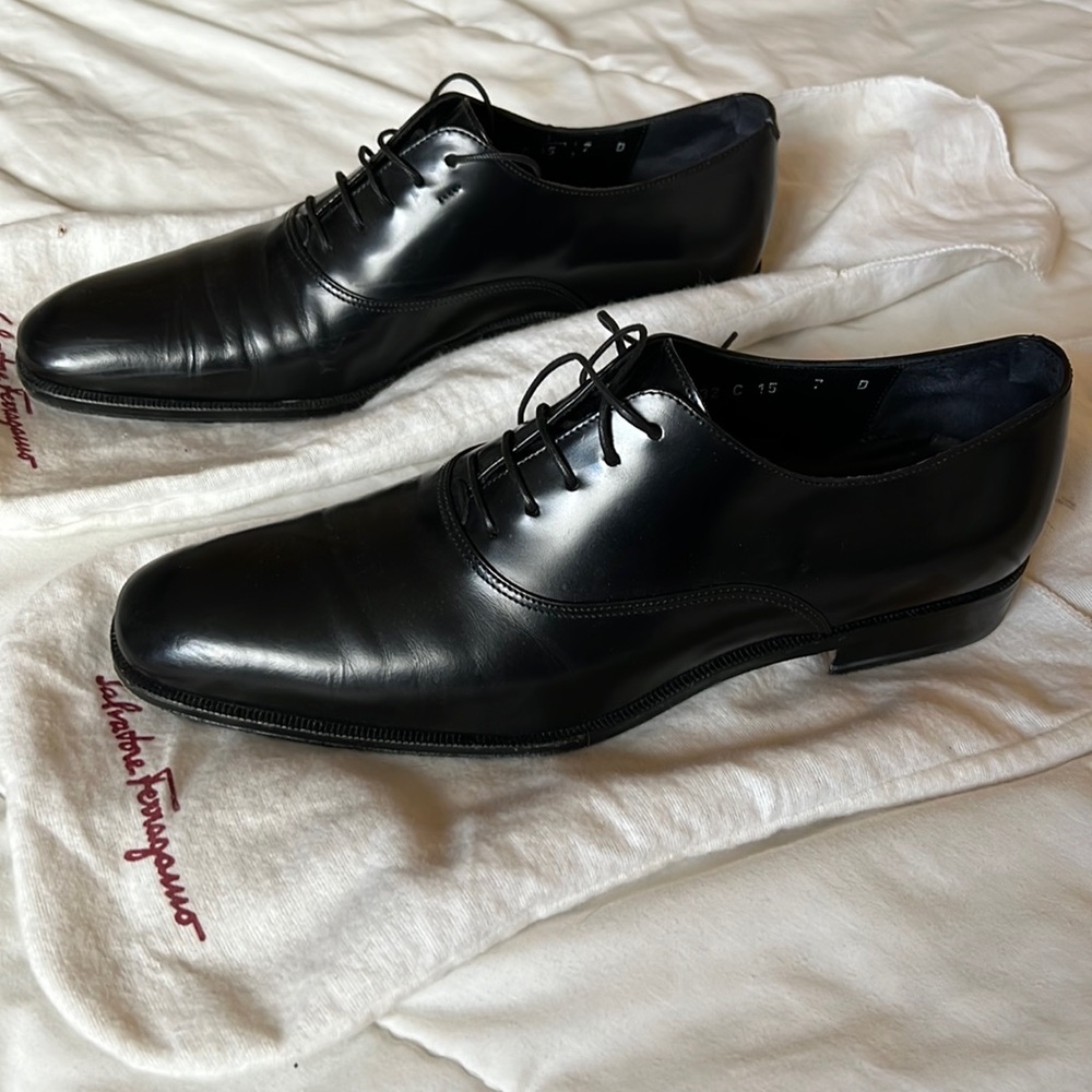 Men’s Salvatore Ferragamo Black Leather Dress Shoes Size 7